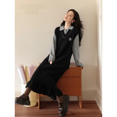 批发孕妇哺乳长款针织连衣裙女2026年新款秋<b class='q'>冬</b>假两件内搭毛衣裙