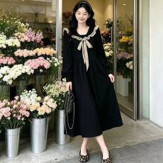 批发孕妇哺乳装秋冬款新款法式连衣裙赫本风宽松显瘦孕期秋季<b class='q'>外出</b>长裙