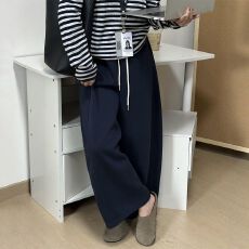 批发小个子灰色垂感阔腿运动裤女秋冬梨型身材弯刀裤休闲阔腿百搭卫裤