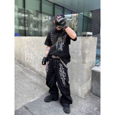 批发小众明线刺绣设计感直筒<b class='q'>牛仔裤</b><b class='q'>男</b>女美式街头阔腿休闲长裤