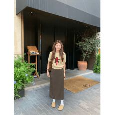 批发咖色毛呢半身裙女秋冬2025新款直筒后开叉包臀裙中<b class='q'>长款</b>a字裙