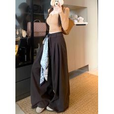 批发大码慵懒<b class='q'>显瘦</b>宽松毛呢休闲<b class='q'>裤</b>女秋冬2025新款高腰垂感拖地阔腿长<b class='q'>裤</b>