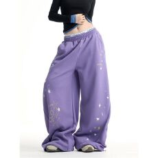 批发纯棉复合380阔腿休闲裤女春秋新款<b class='q'>设计</b>感小众高腰直筒拖地长裤