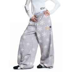 批发（加绒）雪花满印阔腿休闲裤<b class='q'>女</b>秋冬宽松设计感保暖百搭<b class='q'>长裤</b>