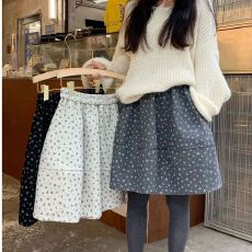 批发600克毛呢面料 韩系碎花裙短裙半身裙女秋花苞裙A字裙蓬蓬裙伞裙