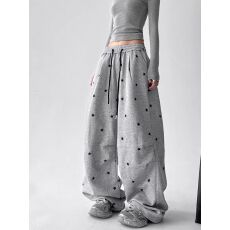 批发卫<b class='q'>裤</b>女春秋2026美式高腰复古印花宽松显瘦休闲运动阔腿<b class='q'>裤</b>