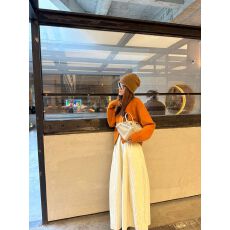 批发空心层拼接花苞裙女2025冬季新款显瘦中长款a字<b class='q'>半身</b>裙子