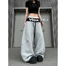 批发美式街头双腰头阔腿卫裤男女宽松爵士跳舞<b class='q'>休闲</b>裤子