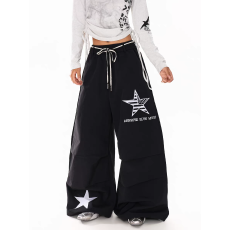 批发美式复古星星刺绣<b class='q'>休闲裤</b>女2026年春季新款跳舞宽松阔腿裤女裤