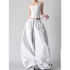 批发欧韩y2k街头<b class='q'>休闲</b>风阔腿裤女宽松侧边条纹松紧新款