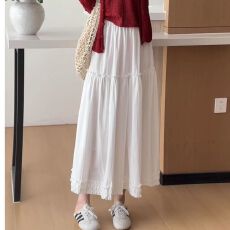 批发【有内衬】2026夏季薄款高腰显瘦简约百褶裙新款褶皱设计感中<b class='q'>长裙</b>