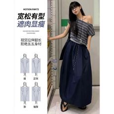 批发工装裙女夏季高腰a字伞裙南瓜裙小个子简约速干半身裙