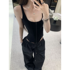 批发黑色拉链束腰胸衣女外穿<b class='q'>塑</b><b class='q'>身</b>吊带背心夏季新款辣妹风显瘦百搭上衣