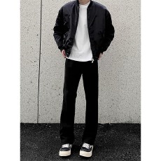 批发美式高街弯刀黑色西裤男秋季潮牌宽松巴黎bootcut直筒休闲裤子