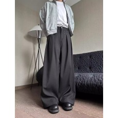 批发立体解构小众设计垂坠感阔腿裤男女直筒休闲裤宽松百搭时尚拖地裤