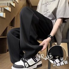 批发2025垂感百搭裤子<b class='q'>男士</b>夏季新款阔腿凉感<b class='q'>西裤</b>宽松直筒休闲长裤原宿