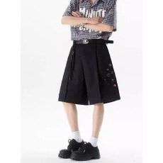 批发夏季2025新款美式高街短裤男生潮流百搭休闲帅气宽松直筒五分裤子