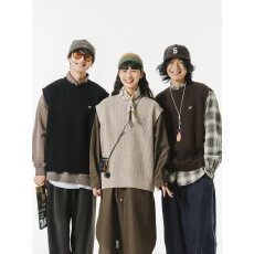 批发实拍秋季新款开衫坎肩无袖马甲<b class='q'>毛衣</b>女百搭潮流情侣针织<b class='q'>背心</b>马夹