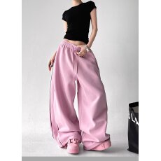 批发新款宽松休闲裤男女潮流<b class='q'>韩版</b>百搭裤情侣夏季薄款坠感阔腿拖地长裤