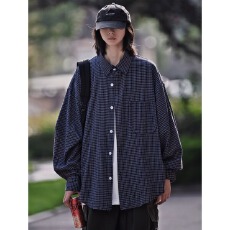 批发格子撞色宽松<b class='q'>长袖</b><b class='q'>衬衫</b>日系复古学院风格子<b class='q'>衬衣</b>男女<b class='q'>情侣</b><b class='q'>百搭</b>薄外套