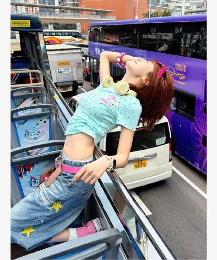 아메리칸 레트로 별 자수 데님 7부 바지 남녀 여름 조수 브랜드 루즈핏 다용도 캐주얼 넓은 다리가 짧다. 바지
