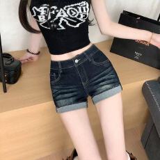 批发美式复古性感牛仔短裤女春夏低腰弹力显瘦梨形身材卷边A子热<b class='q'>裤子</b>