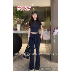 批发<b class='q'>PP</b>露丝腿精正肩圆领T系腰假两件长显瘦百搭垂垂<b class='q'>裤</b>套装