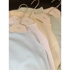 批发薄荷绿小立领奶fufu软糯针织衫打底衫女装春秋冬季毛衣上衣