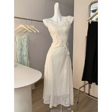 批发SE GENTLE SUN秀熙熙春季白标优雅气质蕾丝高腰显瘦连衣裙子女