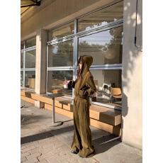 批发实拍实价 抓绒短外套卫衣<b class='q'>女</b>冬季微喇长裤两件套休闲美式<b class='q'>运动</b>套装