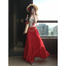 批发<b class='q'>大码</b><b class='q'>女装</b>度假风辣妹一字肩印花短<b class='q'>上衣</b>女26年夏木耳边抽褶半裙套装