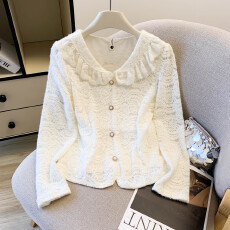 批发2025秋季新款长袖<b class='q'>开衫</b>韩版小个洋气百内搭可外穿减龄打底兔绒上衣