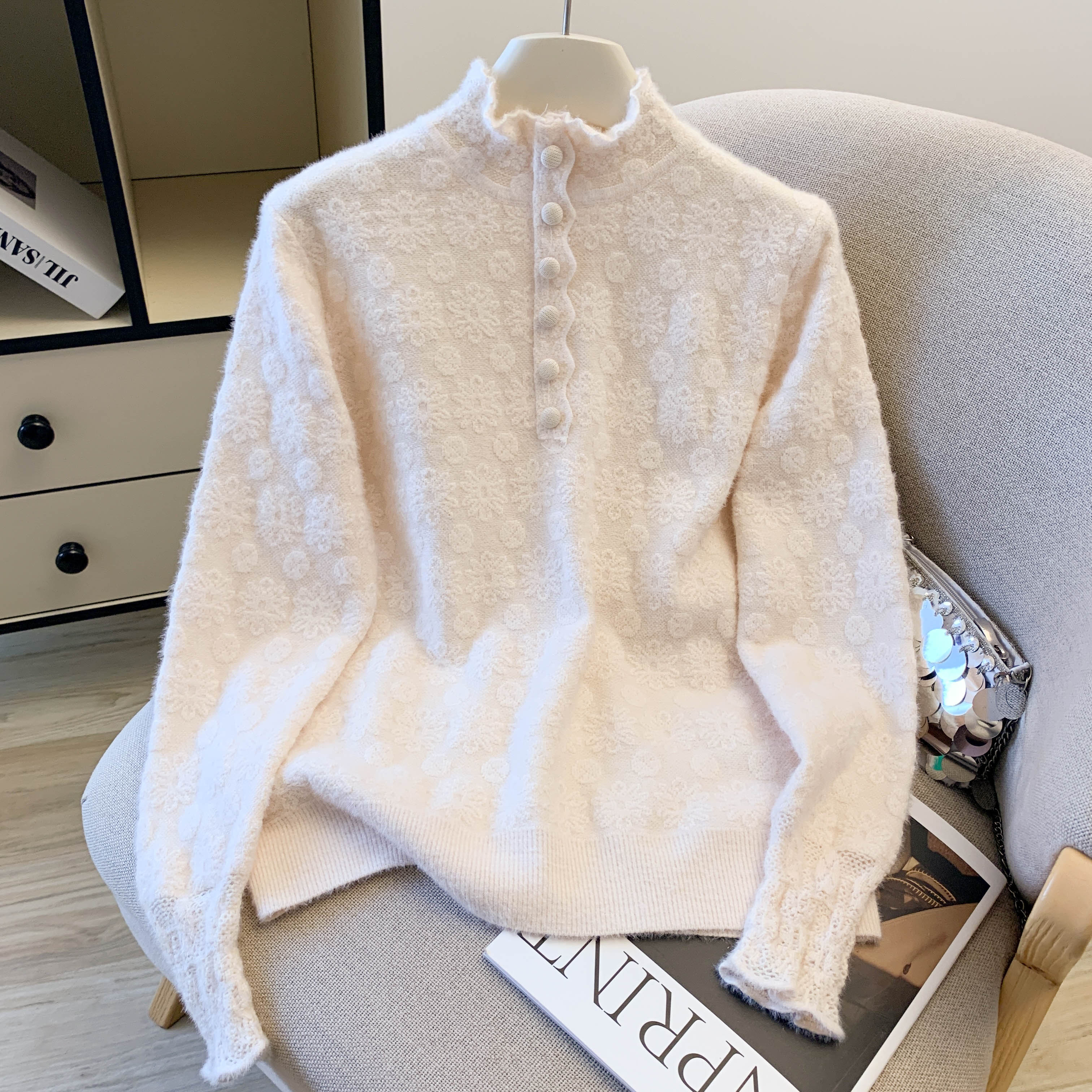 MY14761# 新款半高领针织打底衫女内搭保暖洋气百搭别致甜美套头毛衣厚...