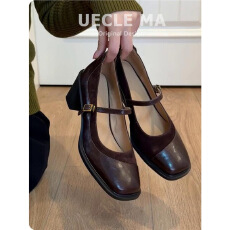 批发法式单鞋女粗跟2026新款配裙子高跟鞋<b class='q'>气质</b>复古玛丽珍鞋百搭