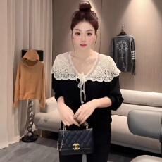批发重工烫钻蕾丝拼接<b class='q'>开衫</b>2025冬季新款设计感<b class='q'>镂空</b>漂亮长袖上衣女