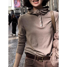 批发2025秋新大码<b class='q'>胖</b><b class='q'>MM</b>连帽打底长袖T恤女款韩版简约百搭显瘦保暖上衣