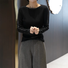 批发大码气质圆领长袖针织衫女2025秋季<b class='q'>胖</b><b class='q'>MM</b>显瘦高级感洋气打底衫上衣