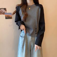 批发胖mm显瘦遮肚子正肩插肩<b class='q'>长袖</b><b class='q'>T</b><b class='q'>恤</b>女秋装大码打底衫洋气设计感上衣