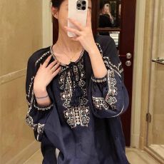 批发2026款浪漫波西米亚长袖防晒上衣女春秋气质民族风小众印花衬衫女