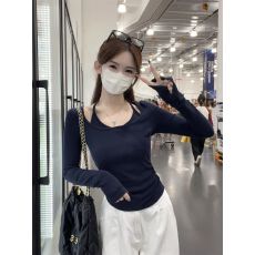 批发40支酷丝爽棉2026韩系辣妹假两件吊带露肩<b class='q'>长袖</b>t恤女秋季上衣