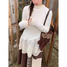 批发原版做工_叠穿神器_2026不规则蕾丝拼接打底衫女内搭别致上衣