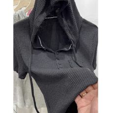 批发短袖T恤<b class='q'>女</b>夏装新款韩版2026年织带连帽衫坑条休闲白色修身上衣<b class='q'>女</b>