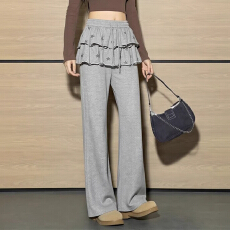 批发韩系星星荷叶边屁帘微喇<b class='q'>休闲裤</b>女2026春季新款高腰显瘦百搭阔腿裤