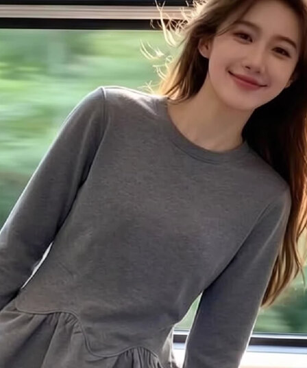 한국 스타일 라운드 넥 프릴 긴팔 기본 셔츠 여성 2026 년 봄 새로운 다용도 슬림해 보이는 빅 사이즈 인사이드 잡아라. 의류