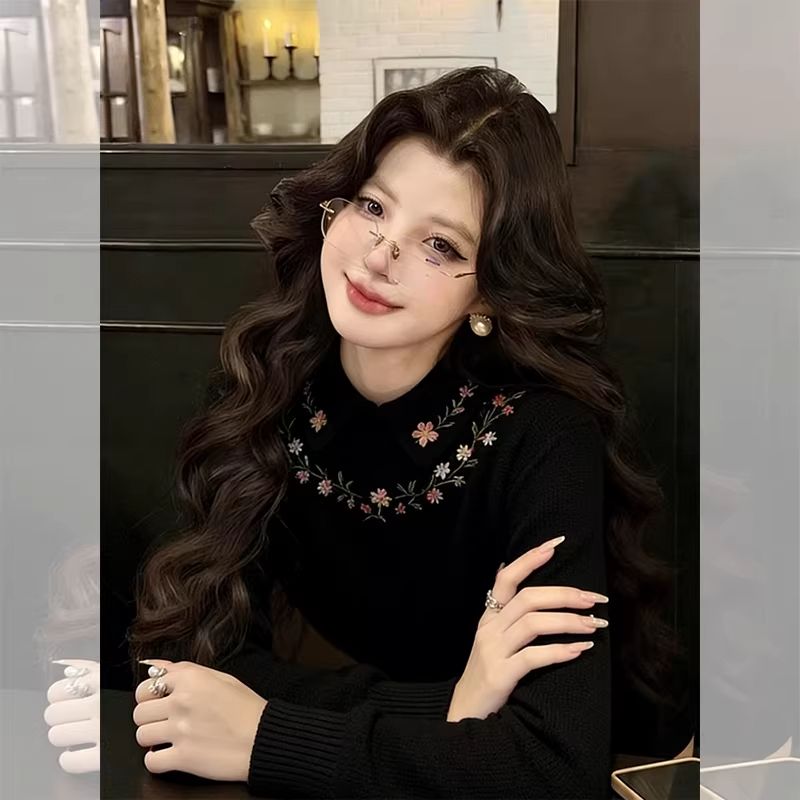 품격 우아함 고급 센스 검정색 봄 가을 2026 새로운 품격 우아함 다용도 슬림해 보이는 기본 셔츠 인사이드 잡아라. 의류