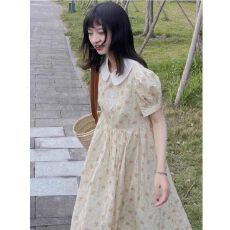 批发娃娃领初恋碎花裙女夏季高级感奶fufu慵懒<b class='q'>宽松</b>学生<b class='q'>连衣裙</b>漂亮长裙
