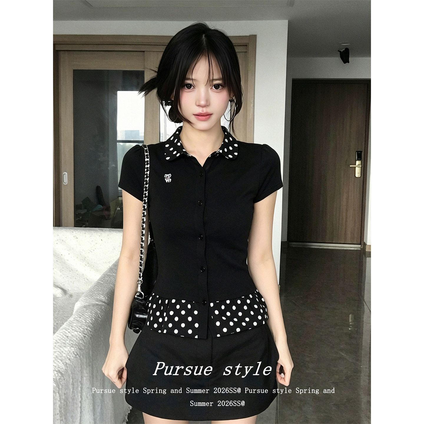 한국 대외 무역 구매 패션 새로운 빅 사이즈 패치워크 폴로 칼라 몸매 가꾸기 티셔츠 여성 2026 년 새로운 여름 맨위