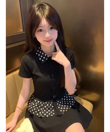 한국 대외 무역 구매 캐주얼 패션 빅 사이즈 패치워크 폴로 칼라 몸매 가꾸기 티셔츠 여성 의류 2026 새로운 여름 맨위