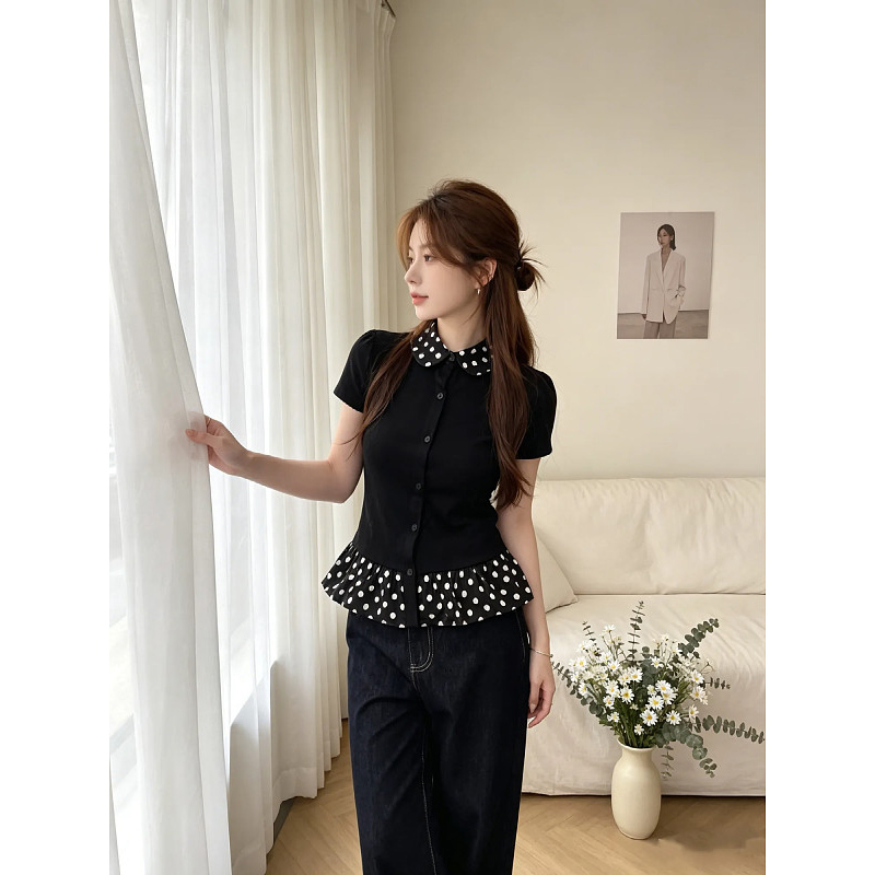 한국 대외 무역 새로운 주문 구매 빅 사이즈 여름 패치워크 폴로 칼라 몸매 가꾸기 티셔츠 여성 2026 년 새로운 맨위