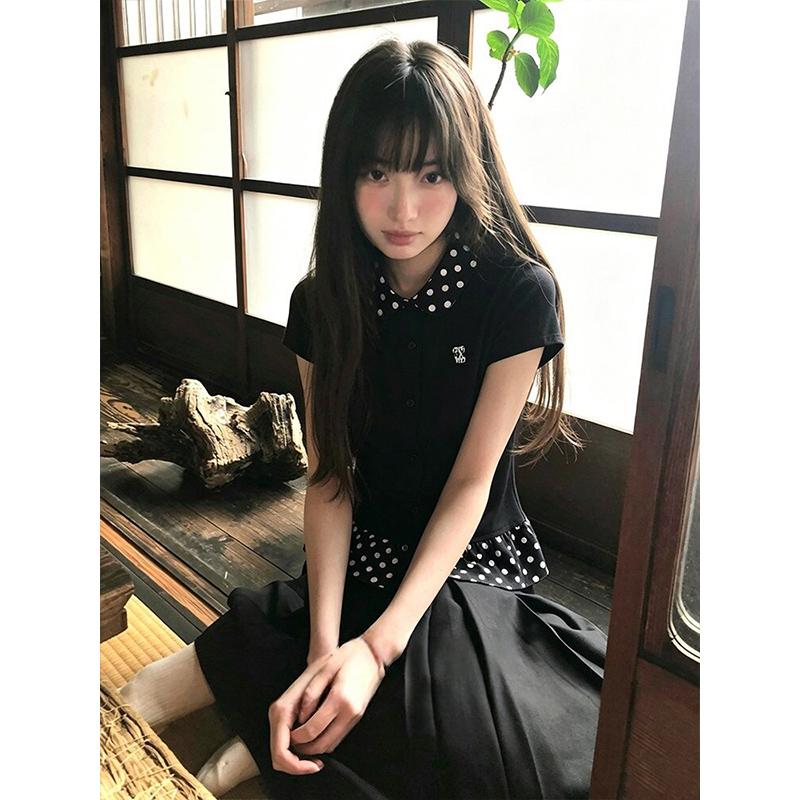40 차가운 실크 차가운 면 리브 1 1 빅 사이즈 패치워크 2026 년 새로운 폴로 칼라 몸매 가꾸기 티셔츠 여성 여름 맨위